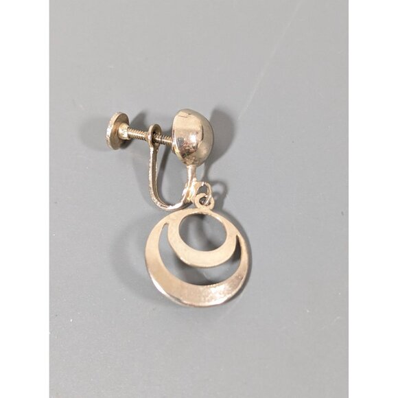 Vintage Gold Tone MOD Round Disc Circle Charm Screw Back Clip Earrings - Picture 3 of 7